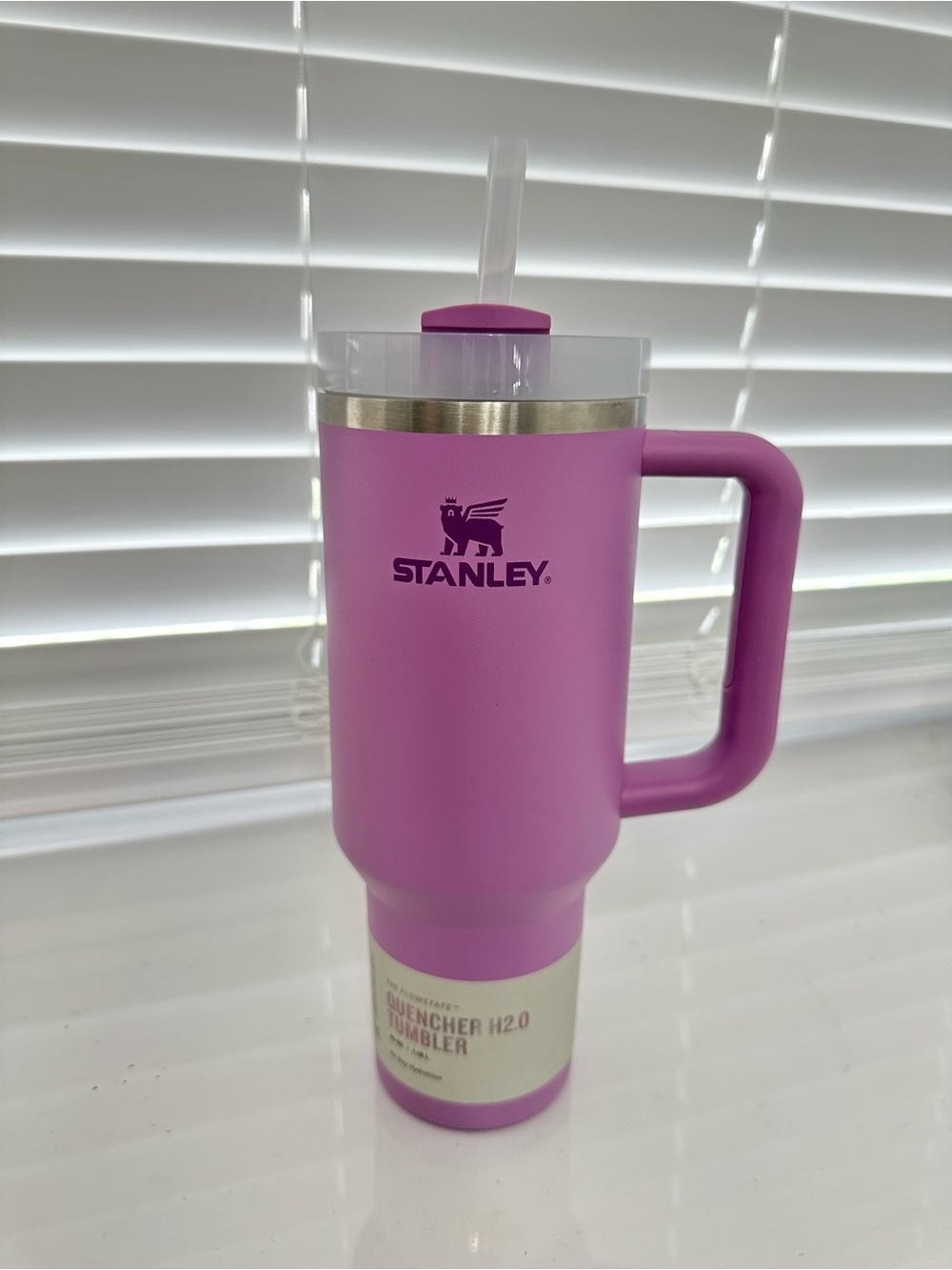 Stanley Lavendar Purple Travel Tumbler with Handle and Clear Lid and Straw
